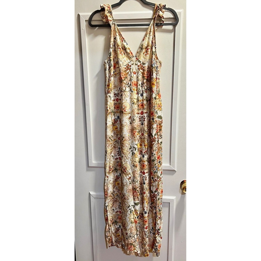 O'Neill Women's Medium Jumpsuit Ivory/Multicolor Floral Viscose Smocked V-Neck